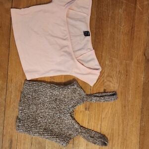 Pink Crop Top and Knit Tank Top Set